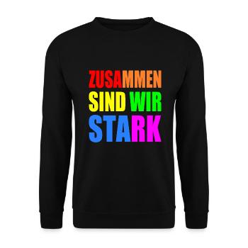 zusammen sind wir stark - Unisex Pullover - Schwarz - Vorne - Alina (178cm) & Michal (187cm)