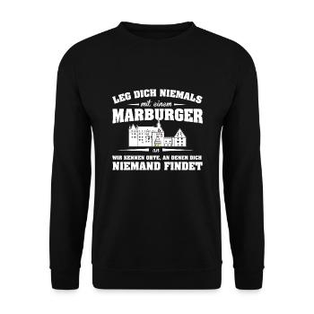 Marburger Tshirt-Anlegen - Unisex Pullover - Schwarz - Vorne - Alina (178cm) & Michal (187cm)