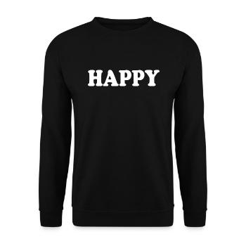 Happy - Unisex Pullover - Schwarz - Vorne - Alina (178cm) & Michal (187cm)
