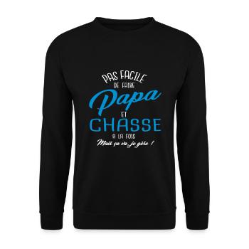 Papa et chasse - Sweat-shirt Unisexe - noir - Devant - Alina (178cm) & Michal (187cm)