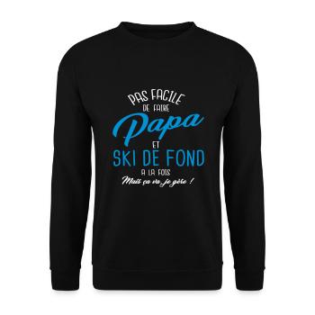Papa et ski de fond - Sweat-shirt Unisexe - noir - Devant - Alina (178cm) & Michal (187cm)