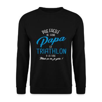 Papa et triathlon - Sweat-shirt Unisexe - noir - Devant - Alina (178cm) & Michal (187cm)
