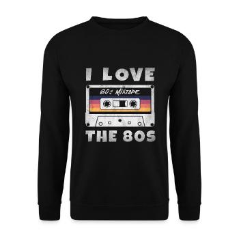 I Love The 80s 80s Music Cassette Mixtape - Unisex Sweatshirt - black - Front - Alina (178cm) & Michal (187cm)