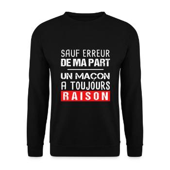 Maçon maçonnerie cadeau anniversaire drôle métier - Sweat-shirt Unisexe - noir - Devant - Alina (178cm) & Michal (187cm)