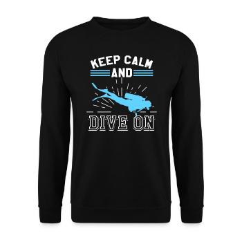 Keep Calm Tauchen Scuba Diving Geschenk Sport - Unisex Pullover - Schwarz - Vorne - Alina (178cm) & Michal (187cm)