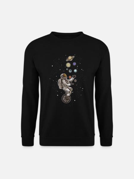 Astronaut jongliert Planeten auf einem Einrad - Unisex Pullover - Schwarz