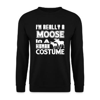 Moose I'm Really A Moose - Unisex Sweatshirt - black - Front - Alina (178cm) & Michal (187cm)