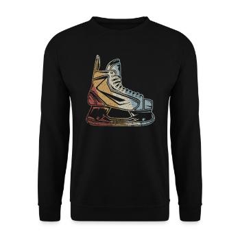 Eishockey Schlittschuh Retro Style Vintage - Unisex Pullover - Schwarz - Vorne - Alina (178cm) & Michal (187cm)