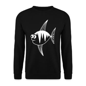 Cartoon Fish - Funny Fish Design - Unisex Sweatshirt - black - Front - Alina (178cm) & Michal (187cm)