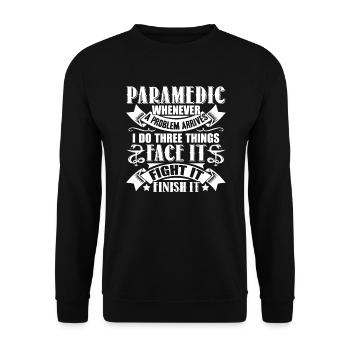 Paramedic Paramedic Solves Problem - Unisex Sweatshirt - black - Front - Alina (178cm) & Michal (187cm)