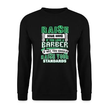Barber Love A Barber - Unisex Sweatshirt - black - Front - Alina (178cm) & Michal (187cm)
