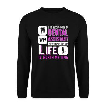 Dental Assistant I Became A Dental Assistant - Unisex Sweatshirt - black - Front - Alina (178cm) & Michal (187cm)