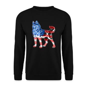 Siberian Husky Siberian Husky Flag - Unisex Sweatshirt - black - Front - Alina (178cm) & Michal (187cm)
