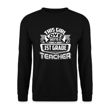 1st Grade Teacher Loves Being A 1st Grade Teacher - Unisex Sweatshirt - black - Front - Alina (178cm) & Michal (187cm)