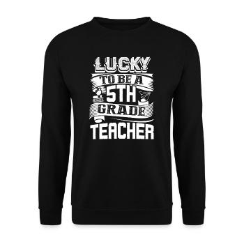 5th Grade Teacher Lucky To Be A 5th Grade Teacher - Unisex Sweatshirt - black - Front - Alina (178cm) & Michal (187cm)