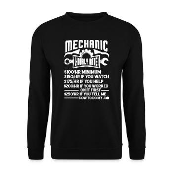 Mechanic Mechanic Hourly Rate - Unisex Sweatshirt - black - Front - Alina (178cm) & Michal (187cm)