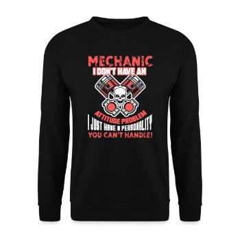 Mechanic Mechanic I Don't Have Attitude Problem - Unisex Sweatshirt - black - Front - Alina (178cm) & Michal (187cm)