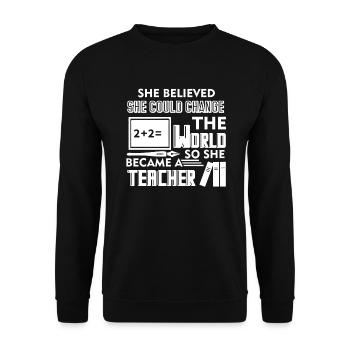 Teacher Teacher Changed The World - Unisex Sweatshirt - black - Front - Alina (178cm) & Michal (187cm)