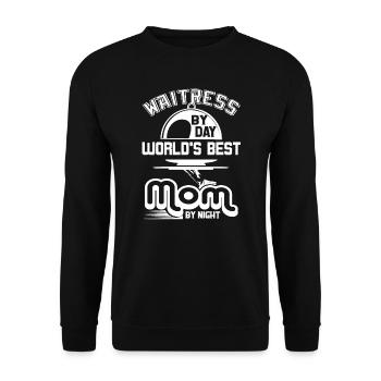 Waitress Waitress By Day Mom By Night - Unisex Sweatshirt - black - Front - Alina (178cm) & Michal (187cm)
