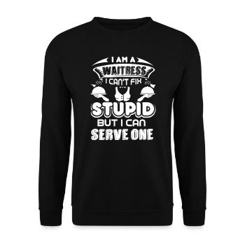Waitress Waitress Can Serve One - Unisex Sweatshirt - black - Front - Alina (178cm) & Michal (187cm)