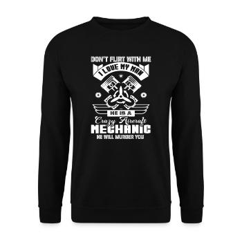My Man Is A Crazy Aircraft Mechanic - Unisex Sweatshirt - black - Front - Alina (178cm) & Michal (187cm)