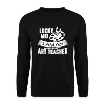 Art Teacher Lucky Me I Am An Art Teacher - Unisex Sweatshirt - black - Front - Alina (178cm) & Michal (187cm)