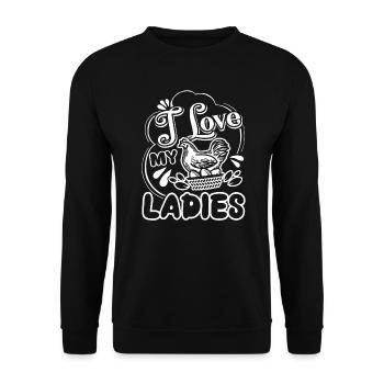Chicken I Love My Chicken Ladies - Unisex Sweatshirt - black - Front - Alina (178cm) & Michal (187cm)
