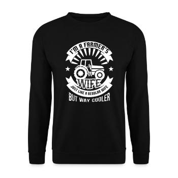 Farmer Farmer's Wife Is Cooler - Unisex Sweatshirt - black - Front - Alina (178cm) & Michal (187cm)