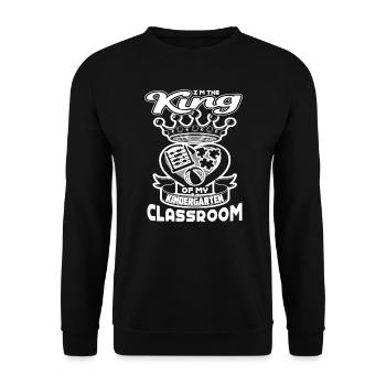 Kindergarten Teacher King Of Classroom - Unisex Sweatshirt - black - Front - Alina (178cm) & Michal (187cm)