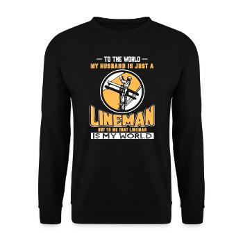 Lineman Lineman is My World - Unisex Sweatshirt - black - Front - Alina (178cm) & Michal (187cm)