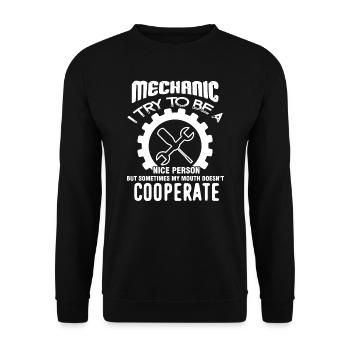 Mechanic Mechanic I Try To Be A Nice Person - Unisex Sweatshirt - black - Front - Alina (178cm) & Michal (187cm)