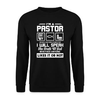 Pastor Pastor Love People - Unisex Sweatshirt - black - Front - Alina (178cm) & Michal (187cm)