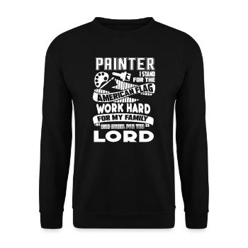 Painter Painter I Stand For The American Flag - Unisex Sweatshirt - black - Front - Alina (178cm) & Michal (187cm)