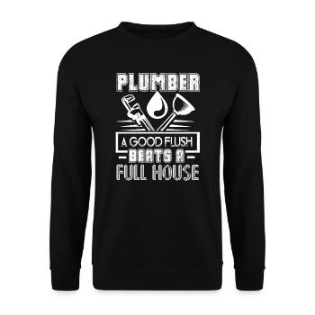 Plumber Plumber Good Flush - Unisex Sweatshirt - black - Front - Alina (178cm) & Michal (187cm)