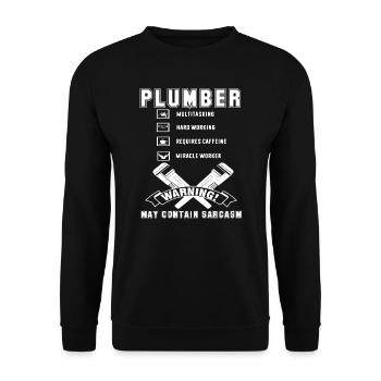 Plumber Plumber Hard Working - Unisex Sweatshirt - black - Front - Alina (178cm) & Michal (187cm)