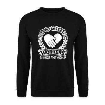 Social Worker Social Worker Change The World - Unisex Sweatshirt - black - Front - Alina (178cm) & Michal (187cm)