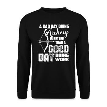 Archery A Bad day Doing Archery - Unisex Sweatshirt - black - Front - Alina (178cm) & Michal (187cm)