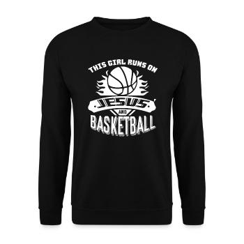 Basketball This Girl Run On Jesus And Basketball - Unisex Sweatshirt - black - Front - Alina (178cm) & Michal (187cm)