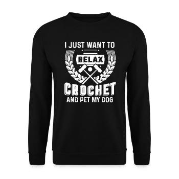 Crocheting Relax Crochet And Pet My Dog - Unisex Sweatshirt - black - Front - Alina (178cm) & Michal (187cm)