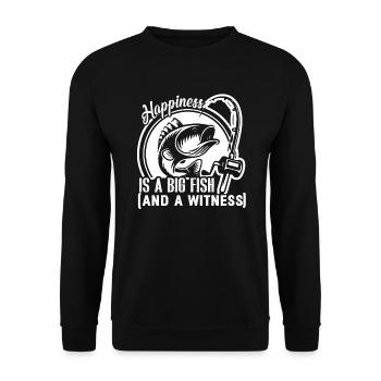 Fishing Fishing Happiness is A Big Fish - Unisex Sweatshirt - black - Front - Alina (178cm) & Michal (187cm)