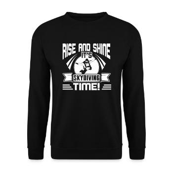 Rise And Shine It's Skydiving Time - Unisex Sweatshirt - black - Front - Alina (178cm) & Michal (187cm)
