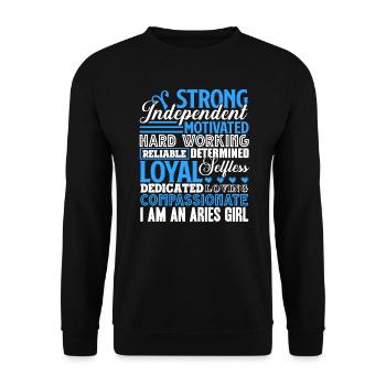 Aries I'm A Strong Aries Girl - Unisex Sweatshirt - black - Front - Alina (178cm) & Michal (187cm)