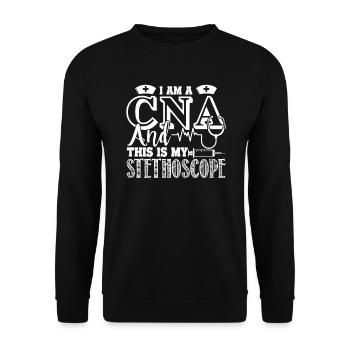 CNA I Am A CNA And This Is My Stethoscope - Unisex Sweatshirt - black - Front - Alina (178cm) & Michal (187cm)