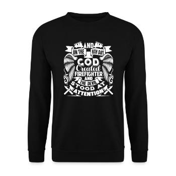 Firefighter God Created Firefighter - Unisex Sweatshirt - black - Front - Alina (178cm) & Michal (187cm)