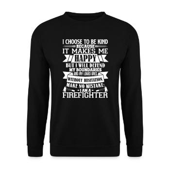 Firefighter I Am A Firefighter - Unisex Sweatshirt - black - Front - Alina (178cm) & Michal (187cm)