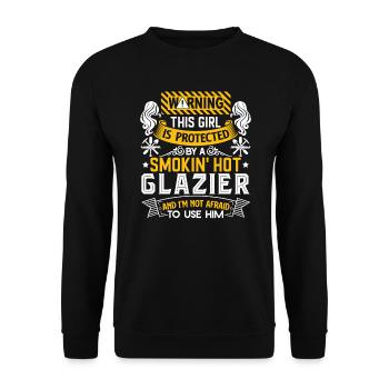 Glazier Protected By Smokin Hot Glazier - Unisex Sweatshirt - black - Front - Alina (178cm) & Michal (187cm)