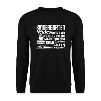 Kindergarten Teacher Kindergarten Rules - Unisex Sweatshirt - black - Front - Alina (178cm) & Michal (187cm)