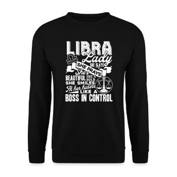Libra Libra Lady She Plays She Slays - Unisex Sweatshirt - black - Front - Alina (178cm) & Michal (187cm)