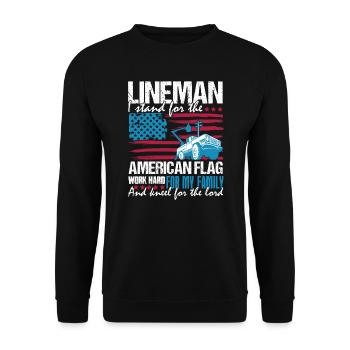 Lineman Lineman I Work Hard For Family - Unisex Sweatshirt - black - Front - Alina (178cm) & Michal (187cm)