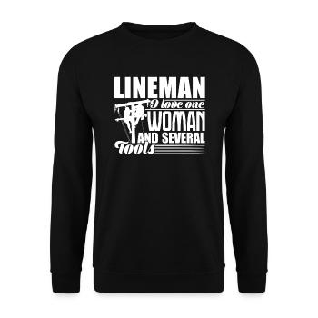 Lineman Lineman Loves One Woman And Several Tools - Unisex Sweatshirt - black - Front - Alina (178cm) & Michal (187cm)